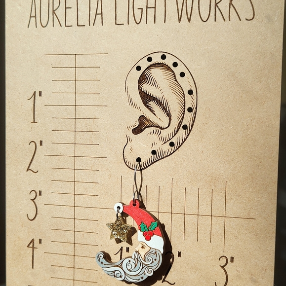 🎅🌙 Santa moon and star dangle earrings - Picture 3 of 11